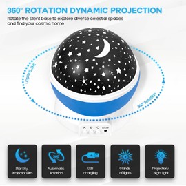 Kid Star Night Light, Nebula Star Projector 360 Degree Rotation 4 LED Bulbs 12 Light Color Changing with USB Cable, Romantic Gifts for Men Women Children, Christmas Decor (Blue)