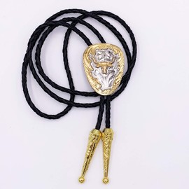 SELOVO Western Native American Longhorn Bull Bolo Tie for Men Genuine Leather