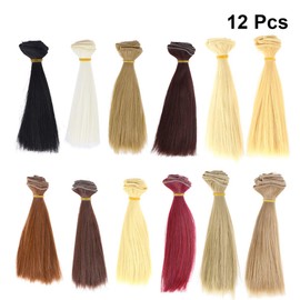 EXCEART 12 Pieces Heat Resistant Synthetic Hair Extensions Straight Long Hair Extensions Synthetic Hair Wig for Doll