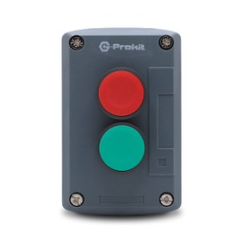 G-Prokit IP65 2-way Red and Green Push Button Industrial Start/Stop Switch, Grey housing, door or gate release, Indoor or Outdoor use, waterproof (2-way Green/Red)