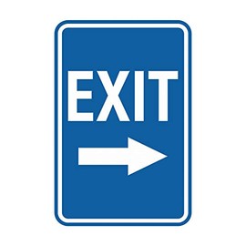 Signs ByLITA Portrait Round Exit Right Arrow Sign with Adhesive Tape, Mounts On Any Surface, Weather Resistant, Indoor/Outdoor Use (Blue) - Medium