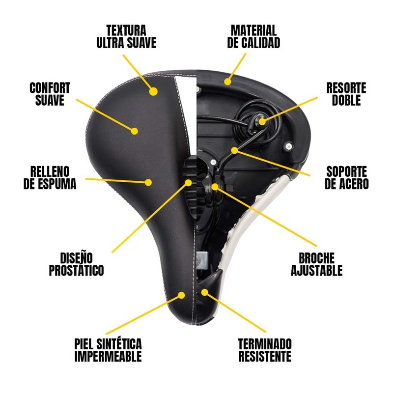 ALTREGO Asiento para Bicicleta Prostático, Ancho y Muy Cómodo, Incluye