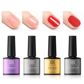 RSTYLE Semi-Permanent Base and Top Coat, Semi-Permanent Matte Nail Polish Top Coat Primer Soak Off UV LED Manicure Kit Nail Gel Polish (4*6ml)