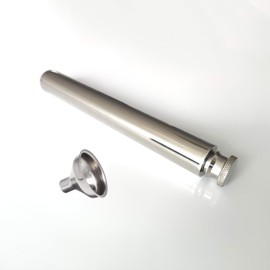 CNFLASK Stainless Steel 2oz Tube Flask Portable Mini Water Bottle & Funnel (Mirror Finish, Round Bottom)