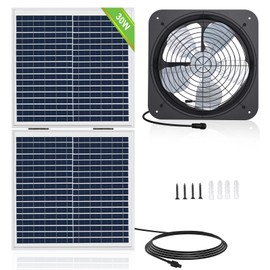 ECO-WORTHY 25W Solar Powered Attic Ventilator Gable Roof Vent Fan with 30W Foldable Panel - Fans for Home Attic, Greenhouse, RV or Outdoor, Ready-to-Use Fan,