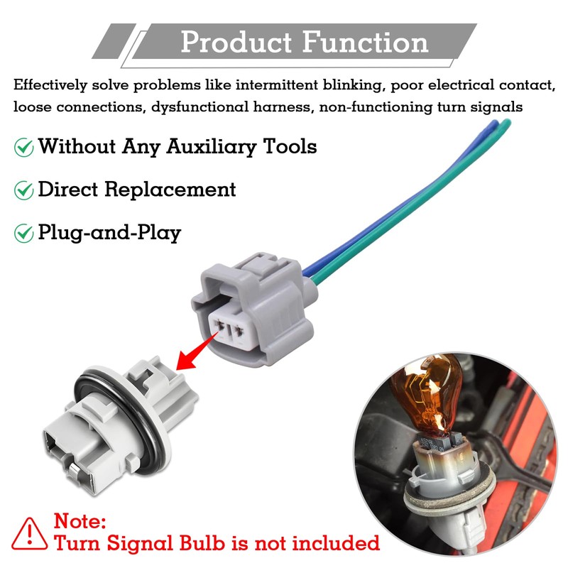 2 Pcs 90075-60028 Front Trun Signal Light Socket with 2-Pin