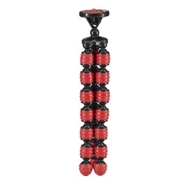 Cullmann Alpha 380 Mobile Flexible Mini Tripod with Smartphone Holder, Bendable legs, Red, Max. load 1.5 kg, 267g weight
