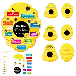 wootile Bee Attitude Sign DIY Kit 24 Sets Religious VBS Beatitudes Crafts Christian Bible Crafts Decor for Preschool Classroom Home Church School Party Supplies