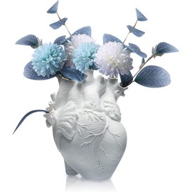 PHIEZC Heart Shaped Vase, Heart Shaped Anatomical Resin Vase, White for Modern Living Room Decoration, Gift for Various Occasions