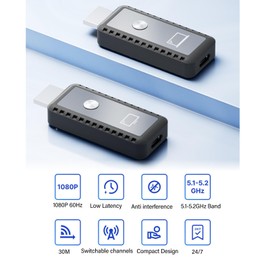 Wireless HDMI Transmitter and Receiver Kit - 100ft 1080P 60Hz Plug and Play Portable 5G Extender, Adapter Dongle for Streaming