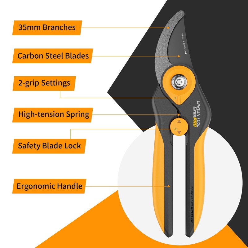 GrenPRO Bypass Pruning Shears SK-5 Steel, 35mm Heavy Duty Garden