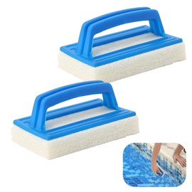 Vueinrg Pack of 2 Pool Sponge Brush Pool Cleaning Hand Scrubber Swimming Pool Brush with Handle Swimming Pool Brush Hand Brush Pool Cleaning Brush Pond Brush Pool Stains and Moss Removal