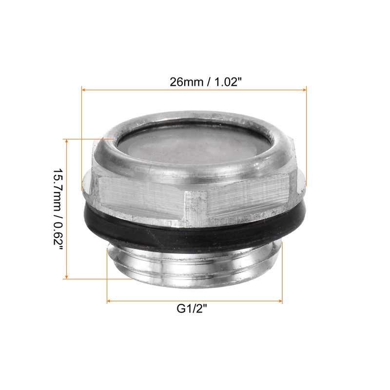sourcing map 2pcs Air Compressor Oil Sight Glass G1/2" Male