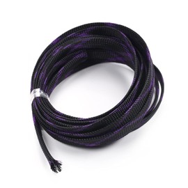Heyiarbeit 5m/16.4ft PET Expandable Braided Sleeving 1/2-inch Width Flexible Wire Mesh Sleeve for USB Cable Power Cord Audio Video Cable - Protect Cat from Chewing Cords - Black Purple