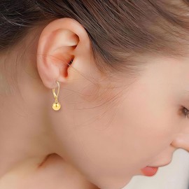 Earrings Silver/Gold Hanging Hoop Earrings for Women Girls Leverback Dangle Drop Earrings Hypoallergenic Women Jewellery, Yellow Gold