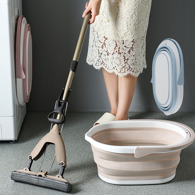 Collapsible Mop Bucket Sturdy PP Large Capacity Portable Handle Multifunction