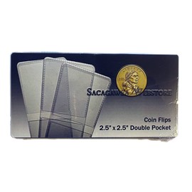 100 Pack Double Pocket 2.5 x 2.5 Unplasticized Vinyl Flips Safe for Long Term Coin Storage