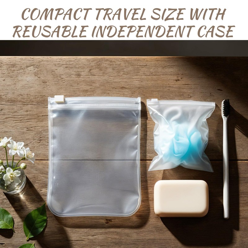 24 Pack Travel Size Loofah Individually Wrapped, Small Shower Puff