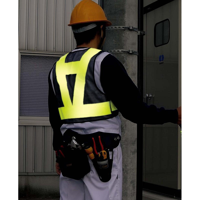beru-husekyuritexi (Beruf Security) Short Reflective Vest Navy X yellow 87424