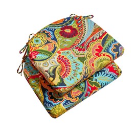 Wellsin Outdoor Chair Cushions for Patio Furniture - Patio Chair Cushions Set of 2 - Water Resistant Round Corner Outdoor Seat Cushions 17"X16"X2", Flower