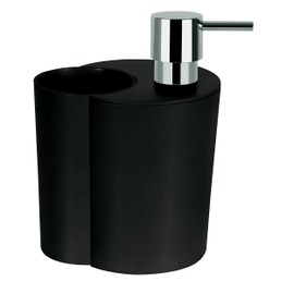 Spirella Sun & Moon 2in1 Soap Dispenser & Tumbler, Black, 12 x 10 x 17 cm