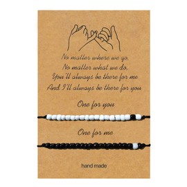 RZKING Pinky Promise Bracelets Morse Code Jewelry Gift Sunflower Bracelets for Best Friends Couple Women Mens (Beads(kraft paper))