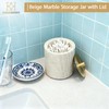 HAMAKAWA Nartural Marble Qtip Holder with Brass Lid, Beige Travertine