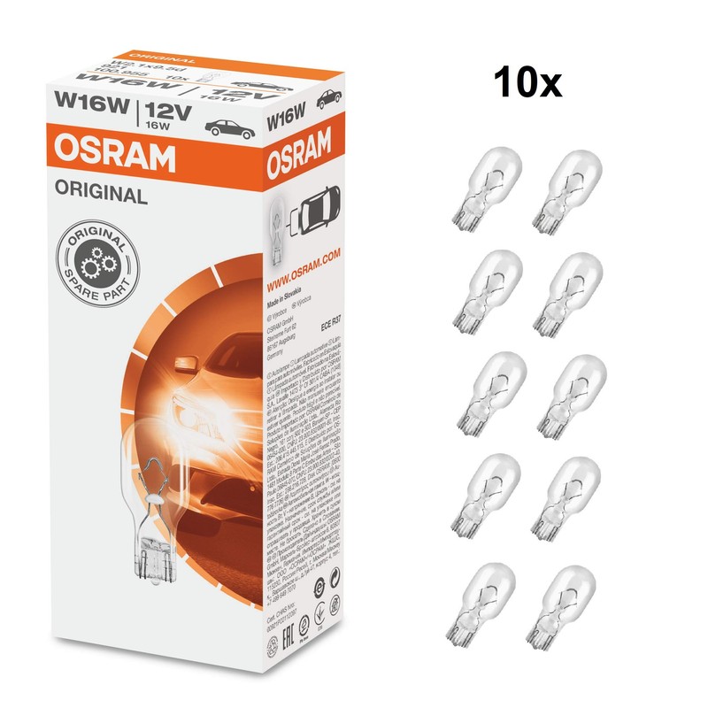 OSRAM 921 Glaschetschsockelleucht 921 type W16W, 921, 12V, 10 lamp