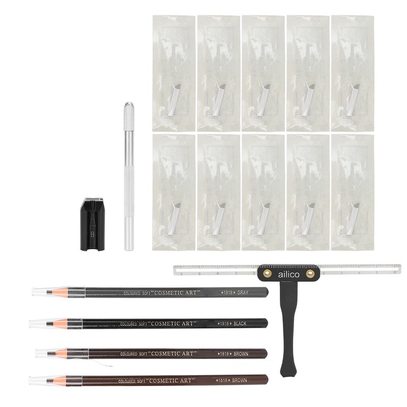 Microblading Practice Kit Eyebrow Pencil Sharpener Eyebrow Positioning Ruler Microblading