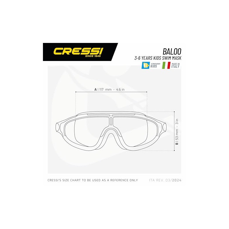 Cressi Wide View Swim Mask for Kids Aged 2, 3,