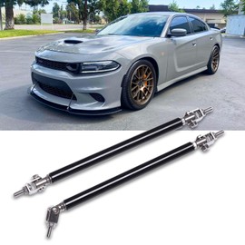 DREAMIZER 2× Universal Front Bumper Lip Support Splitter Rods adjustable 10"-13" Strut Tie Bar Support Car Body Kit - Black