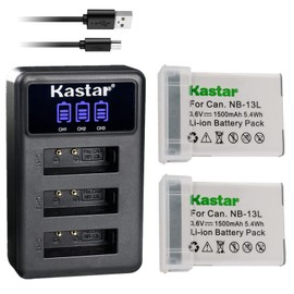 Kastar 2 Pack NB-13L Battery and LCD Triple USB Charger Compatible with Canon PowerShot SX620 HS, PowerShot SX720 HS, PowerShot SX730 HS, PowerShot SX740 HS, G1 X Mark III Camera