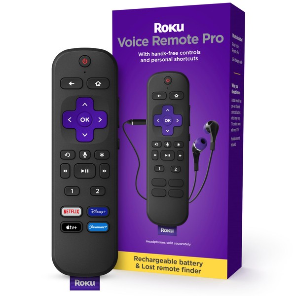 Roku Voice Remote Pro | Rechargeable with Hands-free Voice Controls,