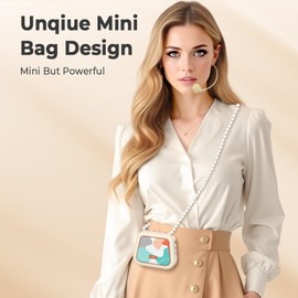 Voice Amplifier for Teacher,Portable Wired Voice Amplifier with Microphone Headset and Speaker,Rechargeable Mini Voice Amplifier for Classroom,Speech,Training,Tour Guide,Pearl Chain Design (Beige)