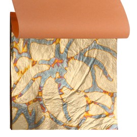 Variegated Gold Leaf Sheets - KINNO Multiple Types of Metal Leaf Papers with Patterns for Gilding Projects, Art & Crafts Decorations, 5.51 by 5.51 Inches, Type 9 (25 Sheets Per Booklet)