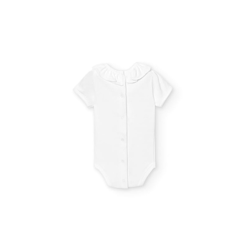 BABIDU Cuello Volante Manga Corta Unisex Baby Bodysuit Tailored, White