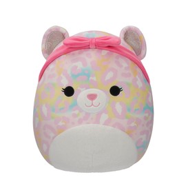 Squishmallows SQCR05426 12-Inch-Michaela Rainbow Leopard with Pink Headband, Multicolour
