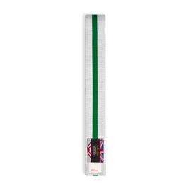 Playwell Martial Arts Cotton White Belt With Coloured Stripes Grading Belt - (Karate, Judo Taekwondo) (White Belt With Green Stripe, 220cm)