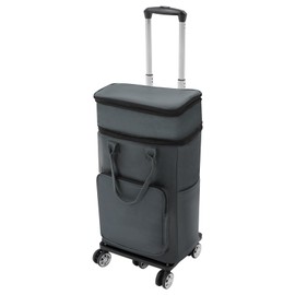 Rolling Shopping Cart Portable 2 in 1 Grocery Bag Cart on Wheels Reusable Utility Shopping Trolley Carts with Scalable Handle for Camping Travel, Grey