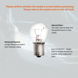 ALKOREY 1156 P21w Light Bulbs,Automotive Brake Light Replacement for Cars,2700K Taillight Turn Signal Light,Stop and Tail Lights,12V 21W Ba15s,2 Pack