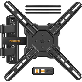 Perlegear Perlegear Full Motion TV Wall Mount for Most 26–50 Inch TVs, Max VESA 300 x 300mm, TV Monitor Wall Mount Bracket with Rotation, Swivel, Tilt, Extension and Leveling Adjustment, Holds up to 55 lbs