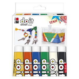Marabu DO IT Craft Paint Set, 6 x 36 ml Paint, Semi-Matt Acrylic Paint for DIY, Crafts and Hobbies, Water-Based Paint, Weatherproof, Lightfast, Quick-Drying, Vegan, 1276000000200