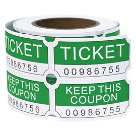 L LIKED 250 Raffle Tickets, Green (4 Color Selection),Double Roll,50/50 Tickets for Events, Entry, Class Reward