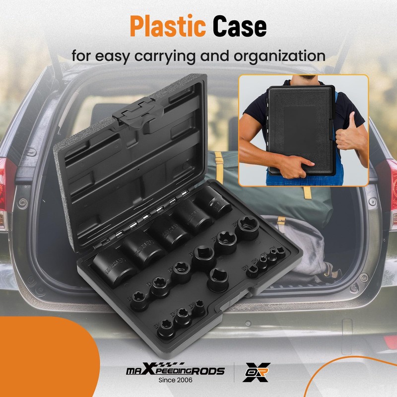 maXpeedingrods 19PCS External Torx Plus Socket Set, 6 Point EP