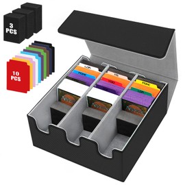 REAQUE Trading Card Storage Box for 2100+ Cards, Magnetic Trading Card Box for MTG YuGiOh and Sports Cards, Card Deck Box for PTCG, TCGs, CCGs, LCGs (Grey)