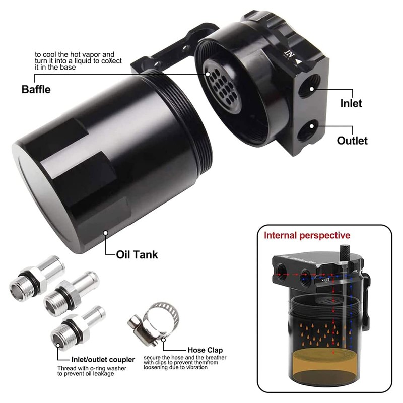 Ryanstar Oil Catch Can Kit Oil Separator Reservoir Tank Baffled