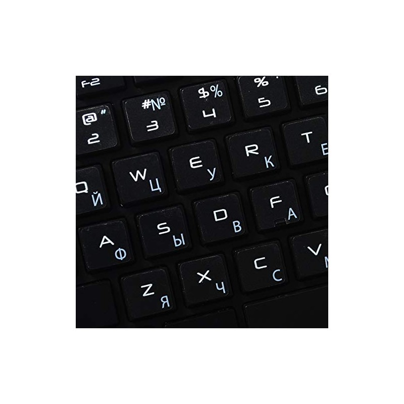 MAC Russian Cyrillic Keyboard Labels with White Lettering ON Transparent