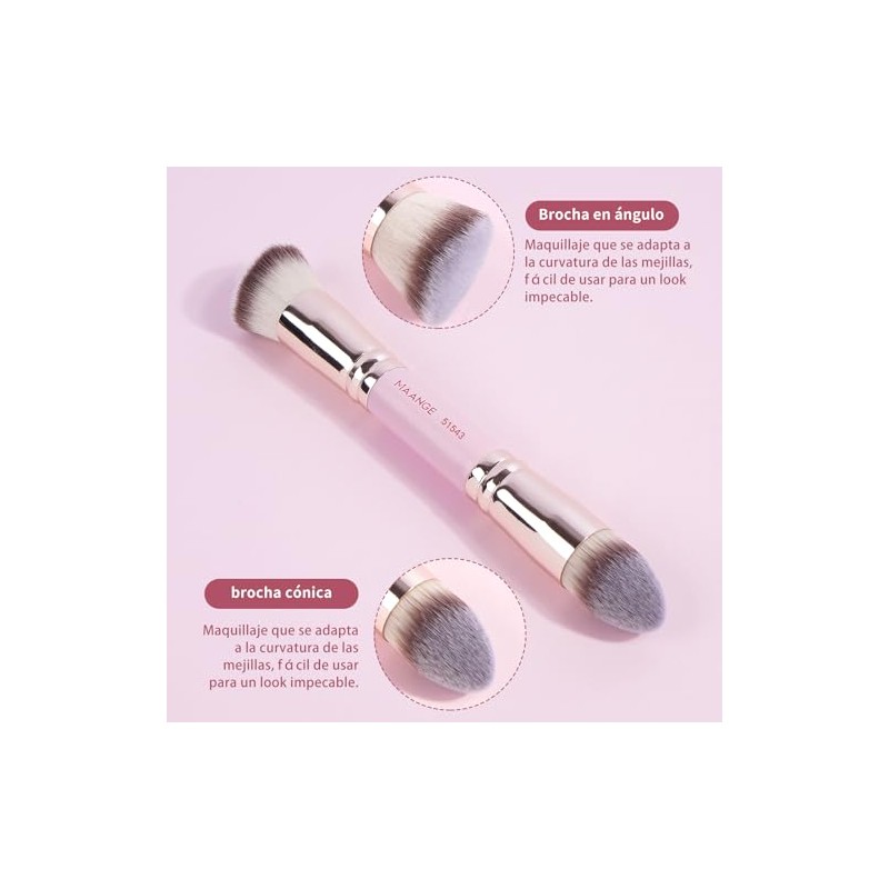 Maange 6pcs Brochas Maquillaje Doble Punta Set Multi Usos Estuche