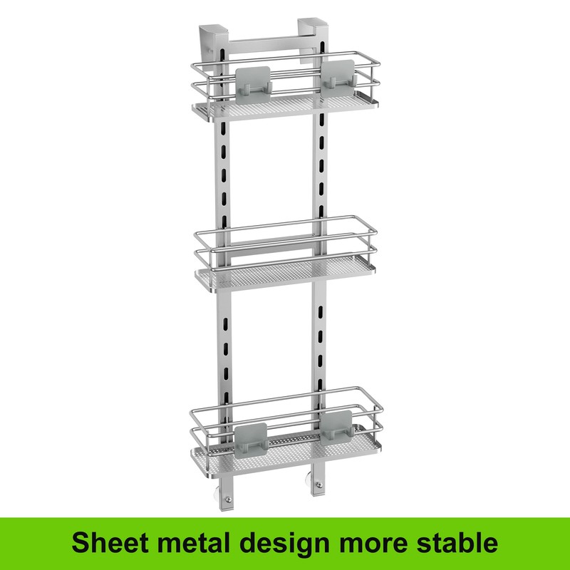 Orimade Adjustable Hanging Over the Shower Door Caddy with Hooks,