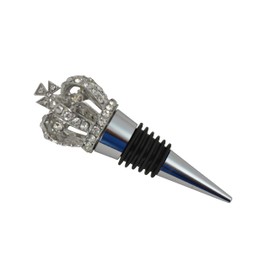 Wine Bottle Stopper Reusible Decorative Royal Crown for King or Queen Bling Crystal Rhinestones Champagne Stopper in Silver
